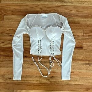 GUIZIO archangel lace corset sweater with satin XS